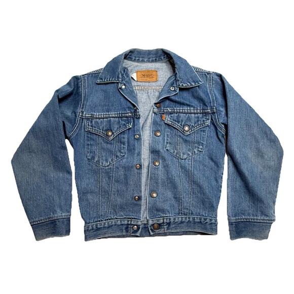 Vintage 70's Trucker Levis Orange Tab Jean Denim Jacket Size 14 70705-0317 USA - Picture 1 of 13